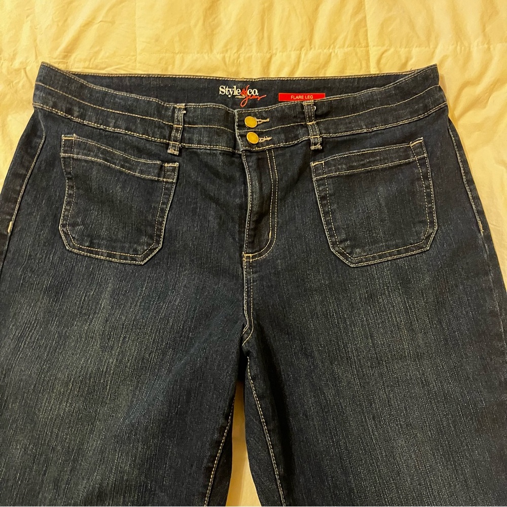 Style & Co. Women's Dark Blue Flare Jeans Long/Tall New w/o tag